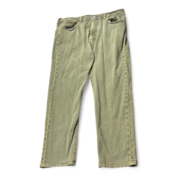 Levis Jeans Mens 38x30 Green 502 Regular Tapered Stretch Retro Big E Modern - Picture 1 of 9